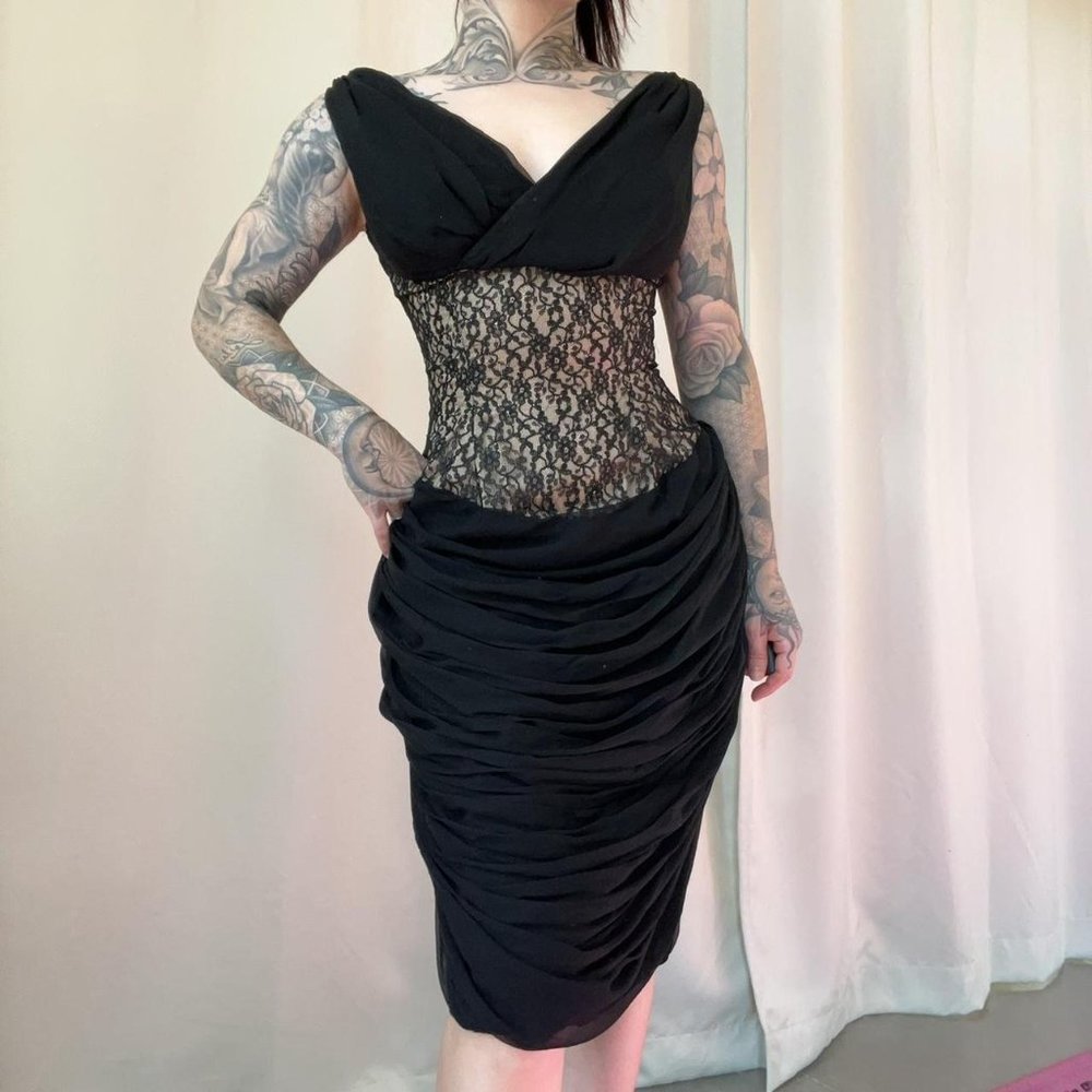 Vintage 60s Couture Dress Lilli Diamond Women's Black Dress